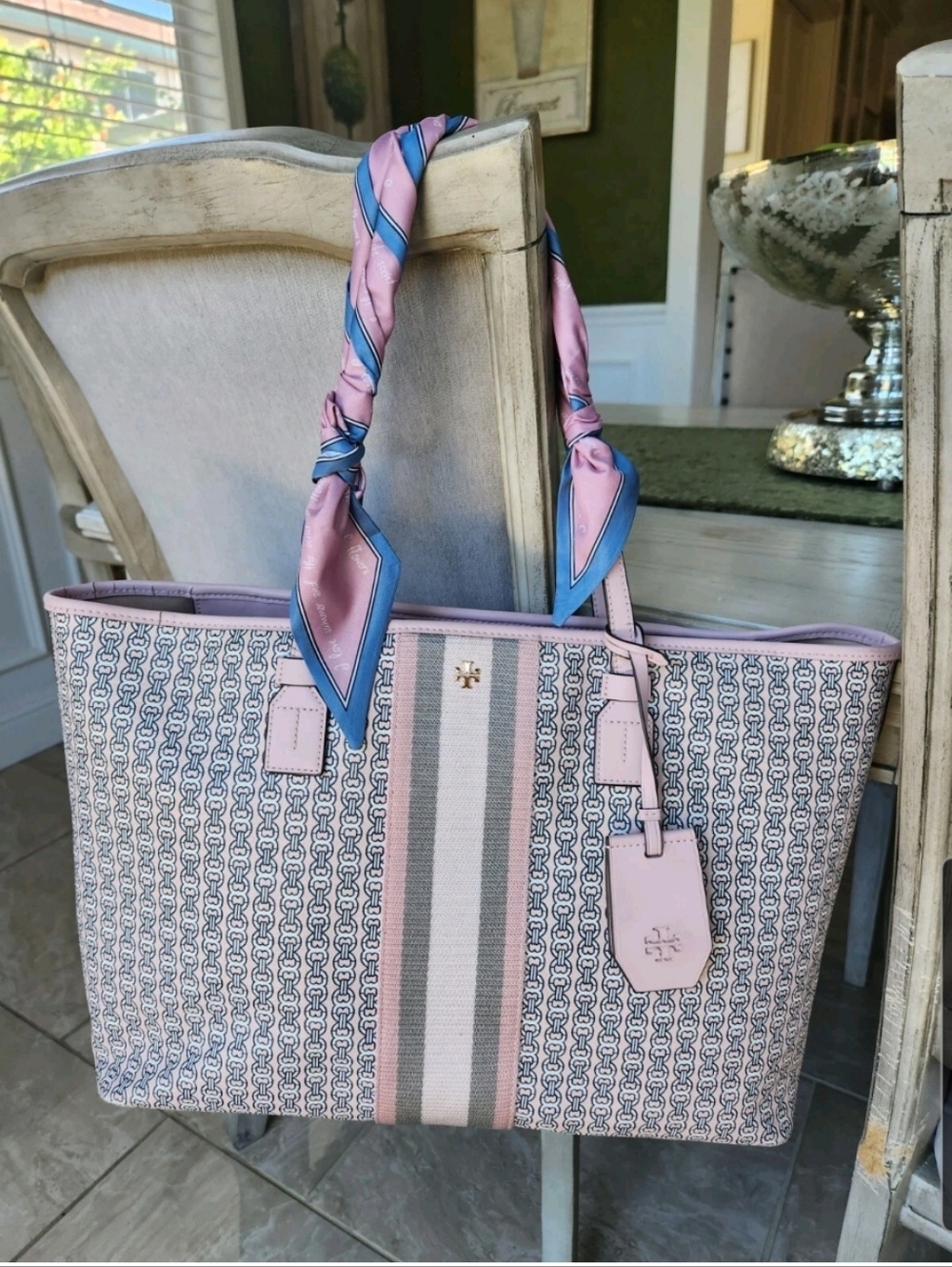 TORY BURCH GEMINI LINK CANVAS TOP-ZIP TOE BAG